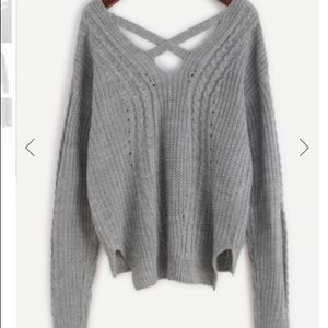 Cable knit cross back sweater